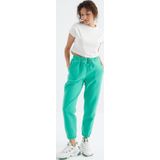 Deniz Yeşili Yüksek Bel Basic Bağcıklı Jogger Polar Kadın Eşofman Alt - 94622