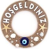 Deniz Yıldızlı Nazar Boncuklu Çakıl Taşlı İncili Hoş Geldiniz Yazılı Kapı Ve Duvar Süsü