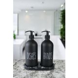 Denizcan Home Mermer Desenli Akrilik Stantlı Cam Sıvı Sabunluk 500 ML