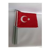 Denizli Bayrak Türk Bayrağı 20x30 Alpaka Kumaş Sopalı (20Lİ)