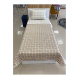 DENİZLİ ÇEYİZ Çift Taraflı Tek Kişilik Kapitone Yatak Örtüsü Takımı Krem Bej Kareli Bej 160 x 235