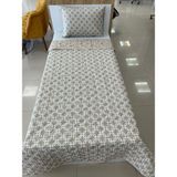 Denizli Çeyiz Çift Taraflı Tek Kişilik Kapitone Yatak Örtüsü Takımı Zincir Bej - 160 x 235 cm