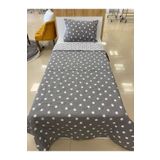 DENİZLİ ÇEYİZ Çift Taraflı Tek Kişilik Kapitone Yatak Örtüsü Takımı Zincir Yıldız Füme Gri 160 x 235