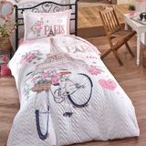 Denizli Çeyiz Clasy Tek Kişilik 4 Mevsim Kapitone Nevresim Seti Paris Love - 180 x 230 cm - Pembe