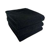 Denizli Çeyiz Siyah 50 x 90 cm Mikrofiber El-Yüz-Kuaför-Spor Havlusu 3 Parça Saç Boyası Tutmayan Düz Desen