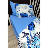 Denizli Çeyiz Tek Kişilik Çarşafı Lastikli Nevresim Takımı Araba - Mavi - 160 x 220 cm