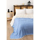 Denizli Concept 4 Kat Müslin Ipliği Boyalı Yatak Örtüsü Bebe Mavi 230x250 - 230 x 250 cm