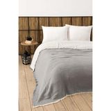 Denizli Concept 4 Kat Müslin Ipliği Boyalı Yatak Örtüsü Gri 230x250 - 230 x 250 cm