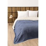 Denizli Concept 4 Kat Müslin Ipliği Boyalı Yatak Örtüsü Lacivert 230x250 - 230 x 250 cm