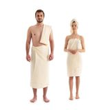 Denizli Concept Ekru Müslin Banyo Havlu Seti - Yumuşak & Yüksek Su Emici Banyo Havlusu - %100 Pamuklu