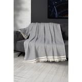 Denizli Concept Gri Koltuk Örtüsü 170x230 Cm - Çizgili Pamuk Dekoratif Örtü - Oeko-tex Sertifikalı