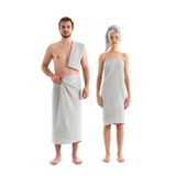Denizli Concept Gri Müslin Banyo Havlu Seti - Yumuşak & Yüksek Su Emici Banyo Havlusu - %100 Pamuklu