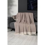 Denizli Concept Kahverengi Koltuk Örtüsü 170x300 Cm - Alinda Püsküllü Koltuk Örtüsü - Çizgi Desenli