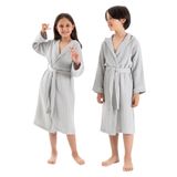 DENİZLİ CONCEPT Kapşonlu Müslin Çocuk Bornoz Gri 9-10 Yaş