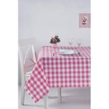 DENİZLİ CONCEPT Kareli Masa Örtüsü Pembe 160x260 Cm
