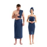 Denizli Concept Lacivert Müslin Banyo Havlu Seti - Yumuşak & Yüksek Su Emici Banyo Havlusu - %100 Pamuklu