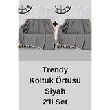 Denizli Concept Trendy Siyah 2 Adet 170x230 cm Koltuk Örtüsü