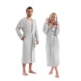 Denizli Concept Unisex Kapşonlu 4 Kat Müslin Bornoz - Gri S/M