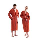 Denizli Concept Unisex Kapşonlu 4 Kat Müslin Bornoz - Kiremit Kırmızı
