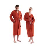Denizli Concept Unisex Kapşonlu 4 Kat Müslin Bornoz - Kiremit L/XL