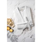 DENİZLİ CONCEPT Unisex Kimono 4 Kat Müslin Bornoz (Beyaz, L/XL)
