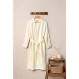 Denizli Concept Unisex Kimono Müslin Bornoz Ekru - S - M