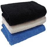 Denizli Cotton 3'lü %100 Pamuk Havlu,kurulama Havlusu, El Yüz Havlusu, Berber Havlusu - 50 x 90 cm - Siyah - Beyaz - Mavi