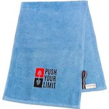 Denizli Cotton Nakışlı Sporcu Havlusu Pamuklu, Ter Emici Fitness Plates Boks Tenis Spor Havlusu - Mavi - 30 x 90 cm