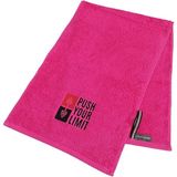 Denizli Cotton Nakışlı Sporcu Havlusu Ter Emici Pamuklu Fitness Plates Tenis Spor Havlusu - Fuşya - 30 x 90 cm