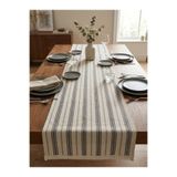 denizli hatırası Doğal Keten Çizgili Yumuşak Kumaş Krem Güpürlü 45x115 cm runner