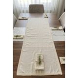 denizli hatırası Doğal Keten Yumuşak Kumaş Krem Güpürlü 45x115 cm runner