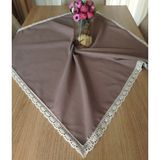 Denizli Hatırası Organik Naturel Keten %100 Pamuklu Yumuşaçık Kolay Ütü Nostalji Güpürlü Masa Örtüsü - Kahverengi - 90 x 90 cm