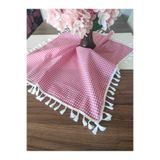 denizli hatırası Piti Kareli Püsküllü Masa Örtüsü 85x85 Cm Kırmızı