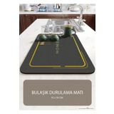 denizlicotton 1 Adet - ( Siyah ) 35x50cm Bulaşık Matı, Kurulama Matı, Tezgah Üstü Mat, Su Emen Mat, Lavabo Paspası