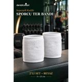 denizlicotton 2'li Sporcu Ter Bandı Supersoft Kadife Cırtlı Bileklik 8 x 25 cm Beyaz