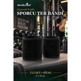 denizlicotton 2'li Sporcu Ter Bandı Supersoft Kadife Cırtlı Bileklik 8 x 25 cm Siyah