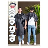 denizlicotton Shine Fabric Leke, Boya Ve Kıl Tutmayan Su Itici 3 Dikişli Siyah Saç Kesim Penuarı