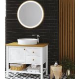 Denko 95 cm Smarto MDF Beyaz-Meşe Aynalı Üst Modülü Banyo Dolabı