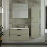 Denko Banyo Denko Beyoğlu 85 Cm Mdf Gri Banyo Dolabı Takımı Ve Boy Dolabı Beyaz