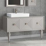 Denko Banyo Denko Burcu 120 Cm Mdf Bej Banyo Dolabı Alt Modül Ve Lavabo