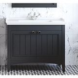 Denko Banyo Denko Helena 100 Cm Mdf Füme Banyo Dolabı Alt Modül Ve Lavabo Antrasit