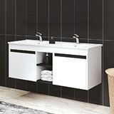 Denko Banyo Denko Twin 120 cm Mdf Beyaz Banyo Dolabı Alt Modül ve Lavabo