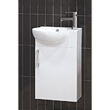 Denko Banyo Turkuaz Cerastyle Küçük Mini Köşe Lavabo 28*45 Ve Banyo Dolabı Beyaz