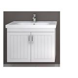 Denko Banyo Turkuaz Frame Etajerli Lavabo 80*45 Cm Ve Lotus 80 Alt Modülü Beyaz