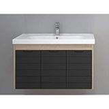 Denko Banyo Turkuaz Frame Etajerli Lavabo 90*45cm-mostar 90 Alt Modül -siyah Beyaz