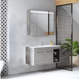 Denko Latte 100 CM MDF Retro Gümüş Banyo Dolabı Takımı