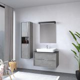 Denko Matia 80 cm Mdf Retro Gümüş Banyo Dolabı Takımı ve Boy Dolabı