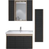 Denko Mostar 90 cm Siyah Banyo Dolabı Takımı Ve Boy Dolabı