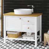 Denko Smarto 95 cm Mdf Beyaz Banyo Dolabı Alt Modül ve Lavabo