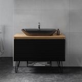 Denko Taylan 100 cm Mdf Siyah Banyo Dolabı Alt Modül ve Lavabo